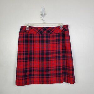 Talbots Plaid Wool Blend Career Academia Lined Faux Wrap Skirt Size 14